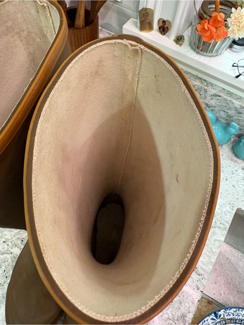 le chameau olive rubber boot with tan trim logo - Picture 4 of 5